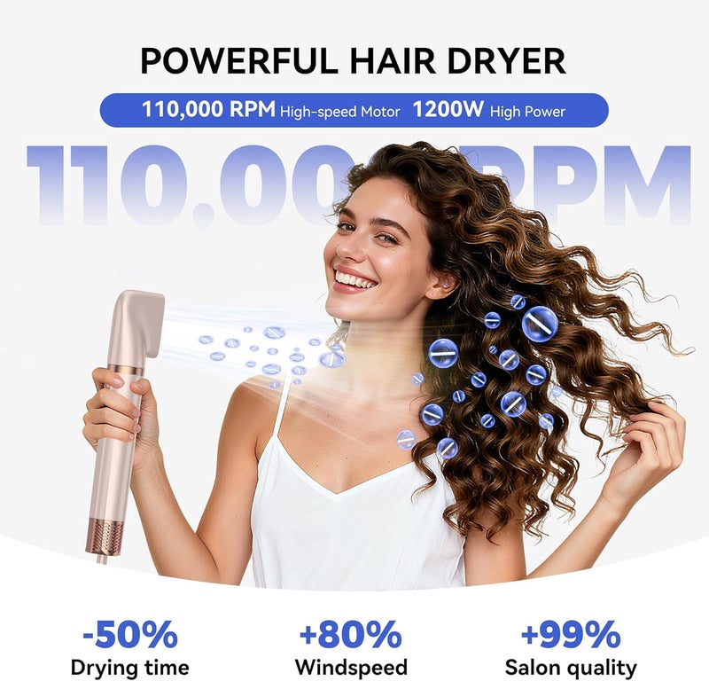 trylater 6-in-1 Hair Dryer Brush, 110,000 RPM High-Speed Hair Dryer Fast Drying,Upgraded Air Styler with Auto Wrap Curlers,Blow Dryer Brush for Straightening, Smoothing,Volumizing, No Heat Damage - Image 5